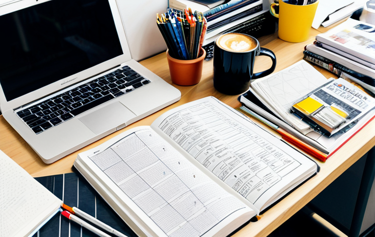 **
A well-lit Parisian student's desk, organized but with a touch of creative chaos. In the center, a partially completed Eisenhower Matrix on a notebook, filled with tasks related to design studies. Scattered around are design magazines, art supplies, and a steaming cup of coffee. The style is bright and airy, evoking a sense of focused productivity. "Parisian student desk, Eisenhower Matrix, design supplies, coffee, focused atmosphere, bright, organized chaos, appropriate content, safe for work, fully clothed, professional, perfect anatomy, natural proportions."
**