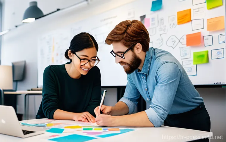 제품디자인 실기 과제 예시 - **Prompt 1: Collaborative Brainstorming and User-Centric Design**
"A diverse team of product des...